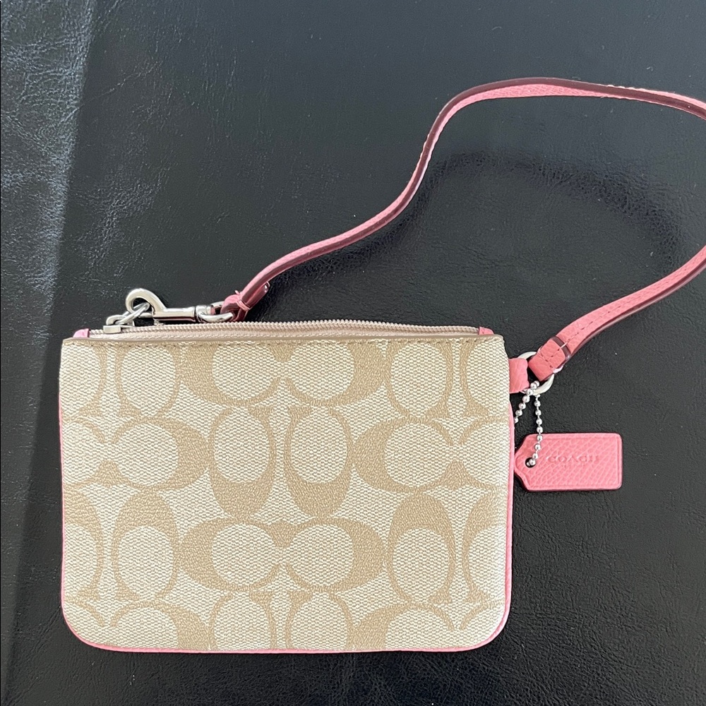 Coach Signature Pink and Tan Wristlet NWOT - Picture 3 of 3